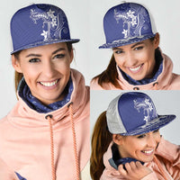 Blue Hawaii Mesh Trucker Cap Hammerhead Shark Tattoo Curve Polynesian - Polynesian Pride