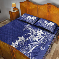 Blue Hawaii Quilt Bed Set Hammerhead Shark Tattoo Curve Polynesian - Polynesian Pride