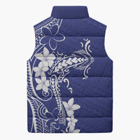 Blue Hawaii Sleeveless Puffer Jacket Hammerhead Shark Tattoo Curve Polynesian - Polynesian Pride