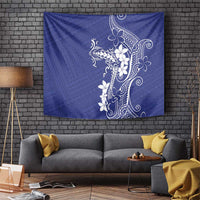Blue Hawaii Tapestry Hammerhead Shark Tattoo Curve Polynesian LT14 Blue - Polynesian Pride
