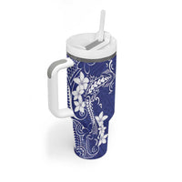 Blue Hawaii Tumbler With Handle Hammerhead Shark Tattoo Curve Polynesian - Polynesian Pride