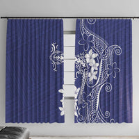 Blue Hawaii Window Curtain Hammerhead Shark Tattoo Curve Polynesian LT14 With Hooks Blue - Polynesian Pride