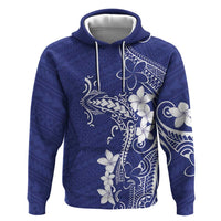 Blue Hawaii Zip Hoodie Hammerhead Shark Tattoo Curve Polynesian - Polynesian Pride