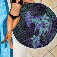 Purple Paradise Hawaii Beach Blanket Hammerhead Shark Tattoo Curve Polynesian - Polynesian Pride