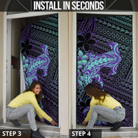 Purple Paradise Hawaii Door Cover Hammerhead Shark Tattoo Curve Polynesian - Polynesian Pride