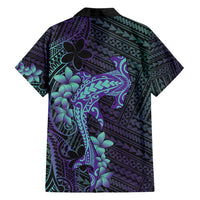 Purple Paradise Hawaii Family Matching Off Shoulder Short Dress and Hawaiian Shirt Hammerhead Shark Tattoo Curve Polynesian LT14 - Polynesian Pride