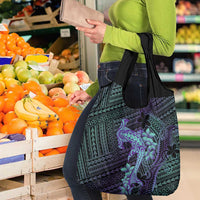 Purple Paradise Hawaii Grocery Bag Hammerhead Shark Tattoo Curve Polynesian - Polynesian Pride
