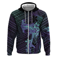 Purple Paradise Hawaii Hoodie Hammerhead Shark Tattoo Curve Polynesian - Polynesian Pride