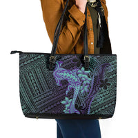 Purple Paradise Hawaii Leather Tote Bag Hammerhead Shark Tattoo Curve Polynesian LT14 - Polynesian Pride