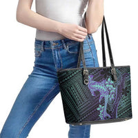 Purple Paradise Hawaii Leather Tote Bag Hammerhead Shark Tattoo Curve Polynesian LT14 - Polynesian Pride