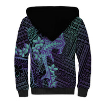 Purple Paradise Hawaii Sherpa Hoodie Hammerhead Shark Tattoo Curve Polynesian - Polynesian Pride