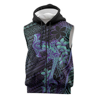 Purple Paradise Hawaii Sleeveless Zip Hoodie Hammerhead Shark Tattoo Curve Polynesian LT14 Purple - Polynesian Pride