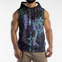 Purple Paradise Hawaii Sleeveless Zip Hoodie Hammerhead Shark Tattoo Curve Polynesian LT14 - Polynesian Pride