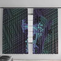 Purple Paradise Hawaii Window Curtain Hammerhead Shark Tattoo Curve Polynesian LT14 With Hooks Purple - Polynesian Pride