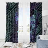 Purple Paradise Hawaii Window Curtain Hammerhead Shark Tattoo Curve Polynesian LT14 - Polynesian Pride