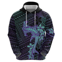 Purple Paradise Hawaii Zip Hoodie Hammerhead Shark Tattoo Curve Polynesian - Polynesian Pride