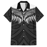 Poutama Korowai New Zealand Family Matching Summer Maxi Dress and Hawaiian Shirt Aotearoa Maori Tattoo LT14 Dad's Shirt - Short Sleeve Black - Polynesian Pride