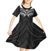 Poutama Korowai New Zealand Kid Short Sleeve Dress Aotearoa Maori Tattoo - Polynesian Pride