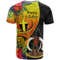 Vanuatu Tafea Day T Shirt Coat Of Arms Mix Tropical Flowers LT14 - Polynesian Pride