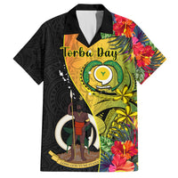 Personalised Vanuatu Torba Day Hawaiian Shirt Coat Of Arms Mix Tropical Flowers LT14 Black - Polynesian Pride