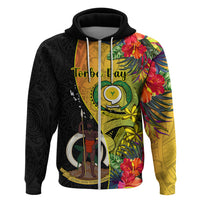 Personalised Vanuatu Torba Day Hoodie Coat Of Arms Mix Tropical Flowers LT14 - Polynesian Pride