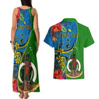 personalised-vanuatu-malampa-day-couples-matching-tank-maxi-dress-and-hawaiian-shirt-coat-of-arms-mix-tropical-flowers