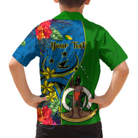 personalised-vanuatu-malampa-day-kid-hawaiian-shirt-coat-of-arms-mix-tropical-flowers
