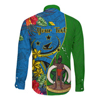 personalised-vanuatu-malampa-day-long-sleeve-button-shirt-coat-of-arms-mix-tropical-flowers