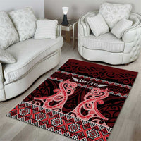 Kia Ora New Zealand Area Rug Maori Language Week Whero Taniko Motif - Polynesian Pride