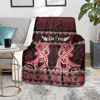 Kia Ora New Zealand Blanket Maori Language Week Whero Taniko Motif - Polynesian Pride