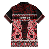 Kia Ora New Zealand Family Matching Puletasi and Hawaiian Shirt Maori Language Week Whero Taniko Motif - Polynesian Pride