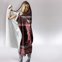 Kia Ora New Zealand Hooded Blanket Maori Language Week Whero Taniko Motif - Polynesian Pride