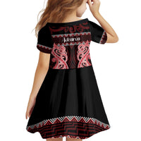 Kia Ora New Zealand Kid Short Sleeve Dress Maori Language Week Whero Taniko Motif - Polynesian Pride