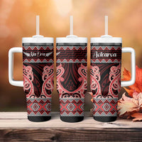 Kia Ora New Zealand Tumbler With Handle Maori Language Week Whero Taniko Motif - Polynesian Pride