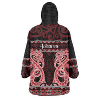 Kia Ora New Zealand Wearable Blanket Hoodie Maori Language Week Whero Taniko Motif - Polynesian Pride
