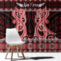 Kia Ora New Zealand Window Curtain Maori Language Week Whero Taniko Motif - Polynesian Pride