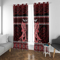 Kia Ora New Zealand Window Curtain Maori Language Week Whero Taniko Motif - Polynesian Pride