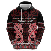 Kia Ora New Zealand Zip Hoodie Maori Language Week Whero Taniko Motif - Polynesian Pride