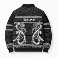 Kia Ora New Zealand Bomber Puffer Jacket Maori Language Week Pango Taniko Motif - Polynesian Pride