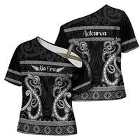 Kia Ora New Zealand Cross Shoulder Shirt Maori Language Week Pango Taniko Motif - Polynesian Pride