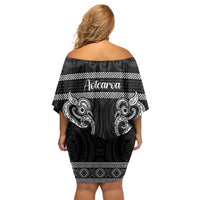 Kia Ora New Zealand Family Matching Off Shoulder Short Dress and Hawaiian Shirt Maori Language Week Pango Taniko Motif - Polynesian Pride