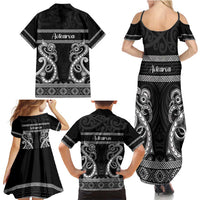 Kia Ora New Zealand Family Matching Summer Maxi Dress and Hawaiian Shirt Maori Language Week Pango Taniko Motif - Polynesian Pride