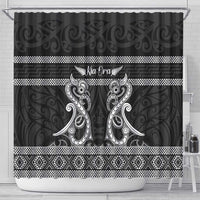 Kia Ora New Zealand Shower Curtain Maori Language Week Pango Taniko Motif - Polynesian Pride