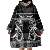 Kia Ora New Zealand Wearable Blanket Hoodie Maori Language Week Pango Taniko Motif - Polynesian Pride