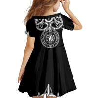 Kia Kaha Te Reo Maori New Zealand Kid Short Sleeve Dress 50th Anniversary Ake Ake Ake LT14 - Polynesian Pride