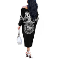 Kia Kaha Te Reo Maori New Zealand Off The Shoulder Long Sleeve Dress 50th Anniversary Ake Ake Ake - Polynesian Pride