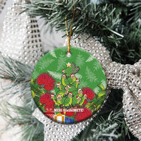 Kakapo New Zealand Christmas Ceramic Ornament Meri Kirihimete Pohutukawa - Green Color