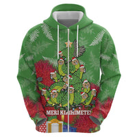 Kakapo New Zealand Christmas Hoodie Meri Kirihimete Pohutukawa - Green Color