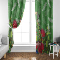 Kakapo New Zealand Christmas Window Curtain Meri Kirihimete Pohutukawa - Green Color