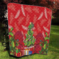 Kakapo New Zealand Christmas Quilt Meri Kirihimete Pohutukawa - Red Color